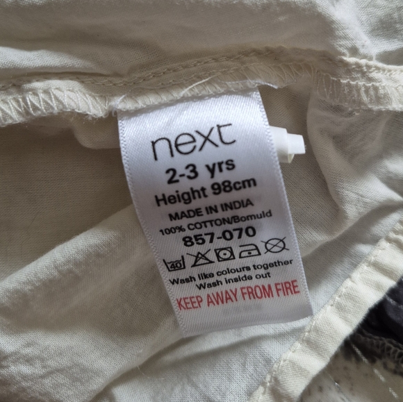Next Girls Cotton Long Sleeve Boho Tier Dress Cream Black Gray Size 2 3 - Picture 6 of 6